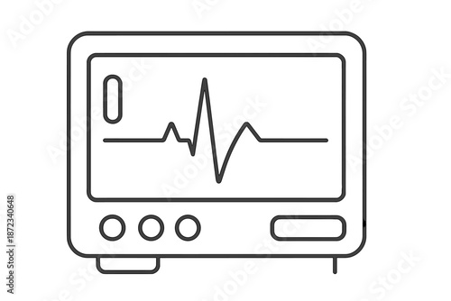Heart rate monitor shows vital signs during medical exam in hospital setting with clear lines indicating heartbeat
