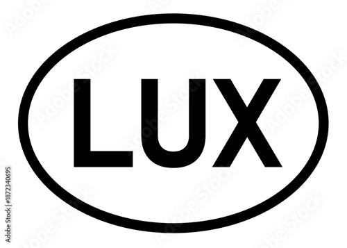 Luxembourg country code LUX icon vector on a white background
Country code abbreviation oval sticker icon on a white background
