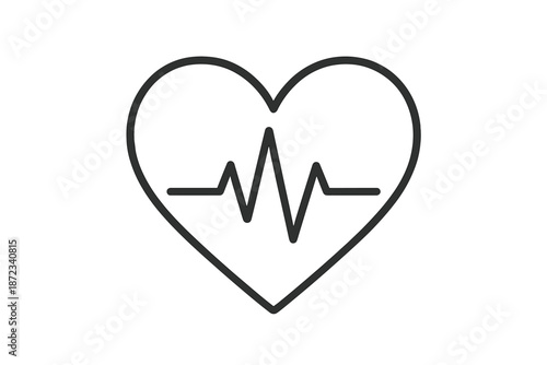 Heart symbol with heartbeat line showing health and wellness in simple design