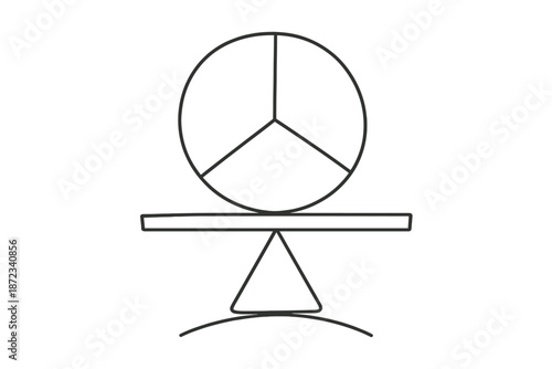 Graphic of a balance scale with a circular shape divided into three sections on top