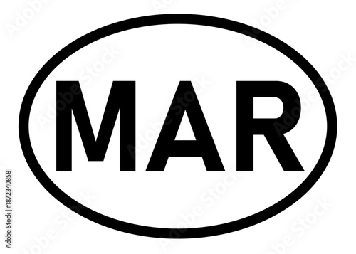 Morocco country code MAR icon vector on a white background
Country code abbreviation oval sticker icon on a white background