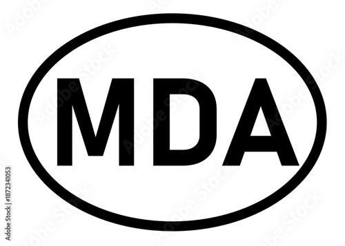 Moldova country code MDA icon vector on a white background
Country code abbreviation oval sticker icon on a white background