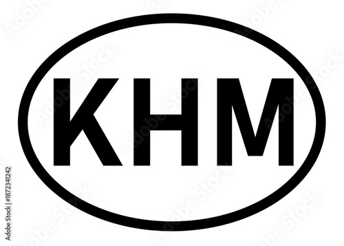 Cambodia country code KHM icon vector on a white background
Country code abbreviation oval sticker icon on a white background