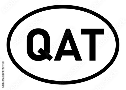 Quatar country code QAT icon vector on a white background
Country code abbreviation oval sticker icon on a white background