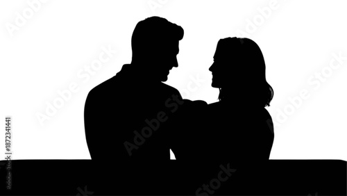A beautiful silhouette of a loving couple gazing into each other's eyes, symbolizing deep connection