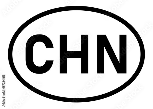 China country code CHN icon vector on a white background
Country code abbreviation oval sticker icon on a white background