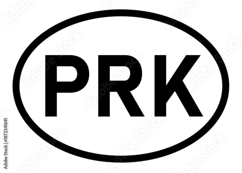 North Korea country code PRK icon vector on a white background
Country code abbreviation oval sticker icon on a white background