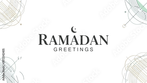 Ramadan greetings with intricate geometric patterns and moon symbol