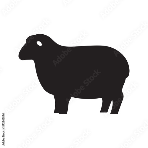 A minimalist black silhouette of a sheep, representing livestock, agriculture, and farm life, ideal for branding, logos, or icon designs with a focus on simple animal forms