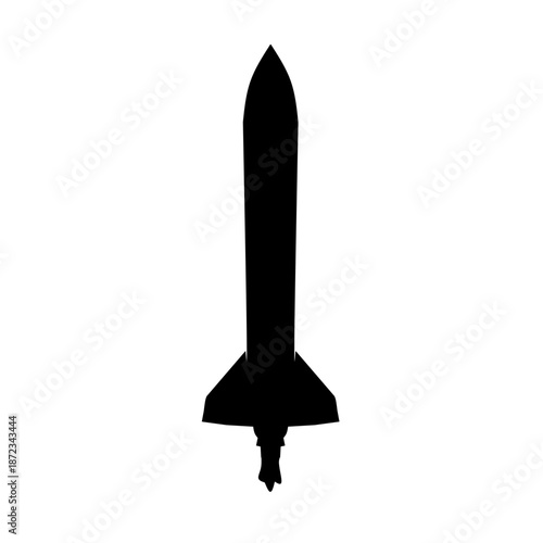 Single Rocket Silhouette in Black Style for Aerospace Concept