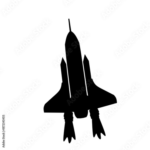 Space Shuttle Silhouette in Black Style for Rocket Launch Concept