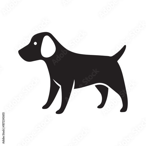 A sleek black silhouette of a domestic canine, embodying loyalty and companionship, perfect for pet-related designs and animal care branding