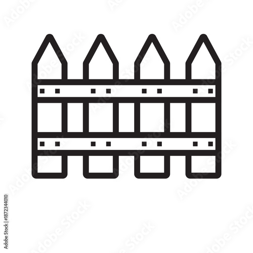 Simple black and white illustration of a wooden picket fence, symbolizing boundaries, security, and the outdoors
