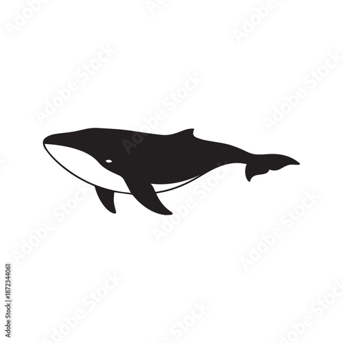 Sleek and minimalist silhouette of a majestic whale, symbolizing the vastness of the ocean and the beauty of marine life, ideal for modern design projects