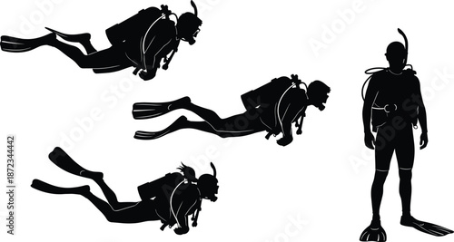 Bowling player silhouettes set, dynamic bowling actions, sports vector illustration, black athlete poses isolated on white background for professional design 