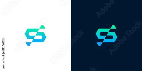 Modern abstract S letter logo design in a vibrant gradient, symbolizing digital innovation, data flow, and sophisticated technological solutions for contemporary branding