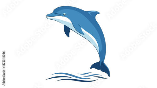 Blue Dolphin Leaping Out of Water.