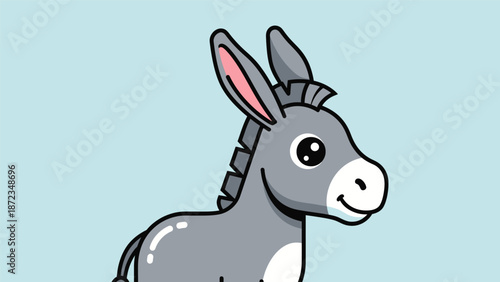 Cartoon Donkey Illustration with Gray Fur.