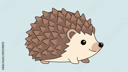 Cartoon hedgehog illustration with spiky brown back.
