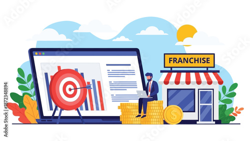 Franchise Growth With Analytics and Investment For Entrepreneurs At A Modern Storefront