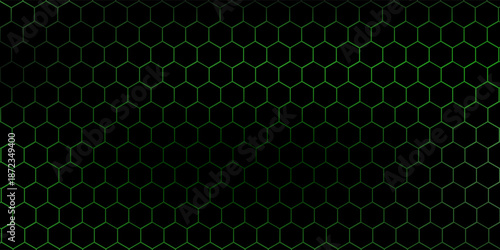Black Hexagonal Pattern on Green Magma Background. Modern technology innovation concept. Modern background