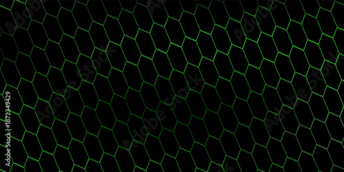 Black Hexagonal Pattern on Green Magma Background. Modern technology innovation concept. Modern background