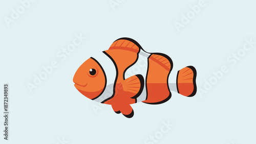Clownfish Illustration with Stripes and Fins.