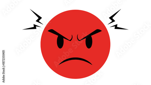 Angry Red Emoji Face with Lightning Bolts.