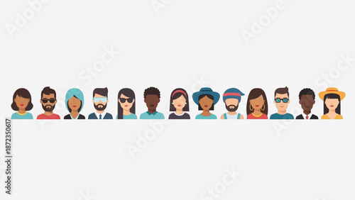 Diverse Group of Cartoon People Faces.