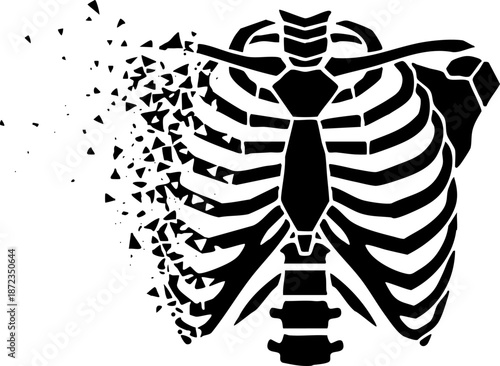 Abstract human rib cage breaking apart vector illustration