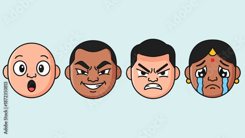 Emotional Faces Showing Various Expressions.