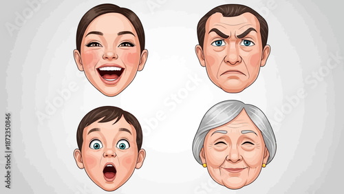 Emotions on Cartoon Faces of Different Ages.