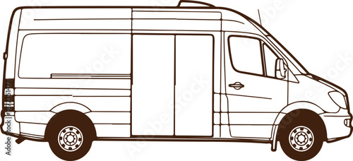 Illustrated profile of a camper van vector illustration