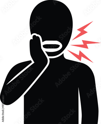 Man Holding mouth Pain Icon Sore Throat Health Symptom Vector