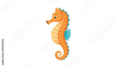 Colorful Cartoon Seahorse Illustration.