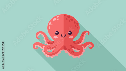 Cute Cartoon Octopus Character Illustration.