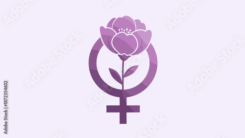 Feminist Symbol with Rose and Female Sign.