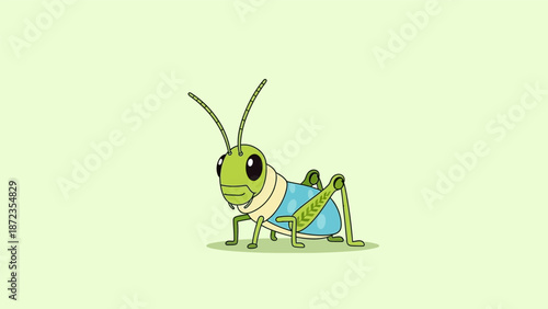 Green Grasshopper Cartoon Character Illustration.