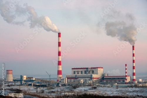 Obraz na plátne A combined heat and power plant operating in winter