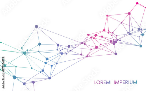 Abstract network structure with connected nodes and gradient color scheme