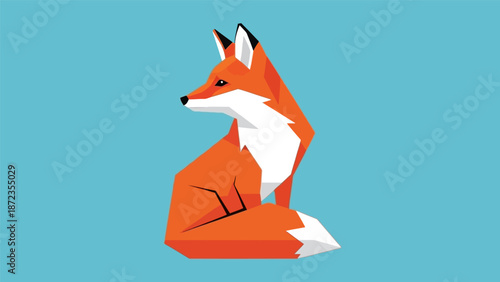 Illustration of a Sitting Red Fox.
