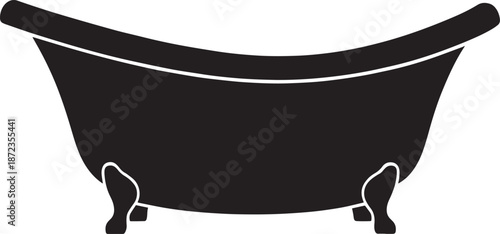 Empty black wooden bathtub isolated on white background minimalist design modern bathroom decor