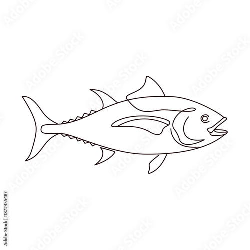 Minimalist Tuna fish line art Illustration