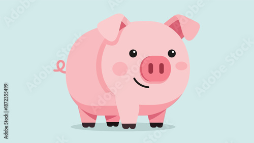 Pink Cartoon Piggy Bank with Smile.
