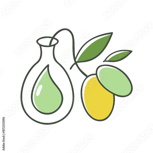 Vector illustration of the olive and olive oil concept.