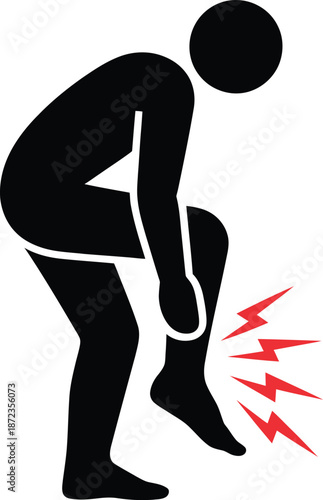 Person Holding Leg Pain Muscle Injury Medical Icon Vector