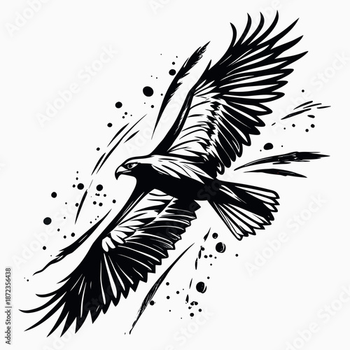 Dynamic black calligraphy brush stroke displaying expressive artistic motion and energy