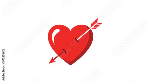 Heart pierced by arrow love concept symbol of valentine's day passion icon