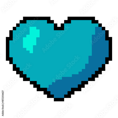 Vector Pixel Icon of Turquoise Heart