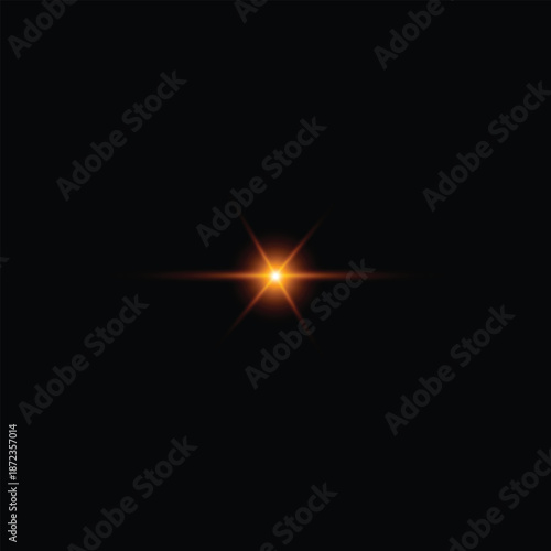 Orange Lens Flare Starburst Effect on Black Background